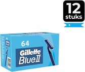 Gillette Blue II - Wegwerpscheermesjes - 64 Stuks - Voordeelverpakking 12 stuks