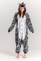 KIMU Zebra Enfant Zwart Wit Rayé - Taille 98-104 - Costume Zèbre Combinaison Pyjama