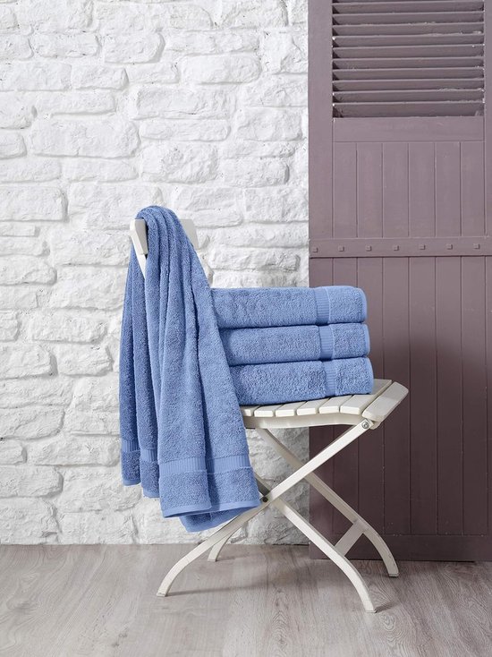 Ôhm Lot de 2 Serviettes de Bain Bleu foncé 70x140 cm Grande Taille 100% Coton 500 g/m² Douces et Ultra Absorbantes Certifiées Oeko-TEX