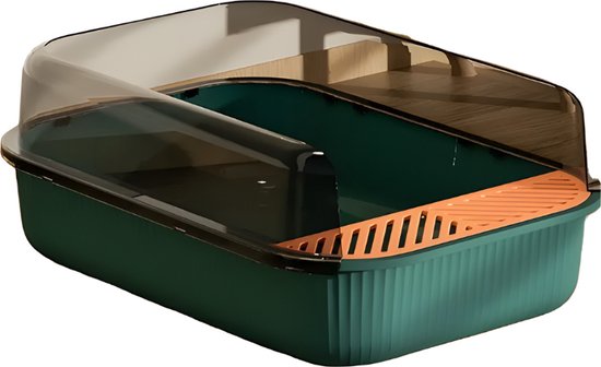 ZERO 90® Bac à litière moderne ouvert vert - Bacs à litière en plastique - Bac à litière pour chat avec pelle