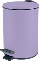 Spirella Poubelle à pédale Cannes - violet lilas - 3 litres - métal - L17 x H25 cm - fermeture soft- WC/salle de bain