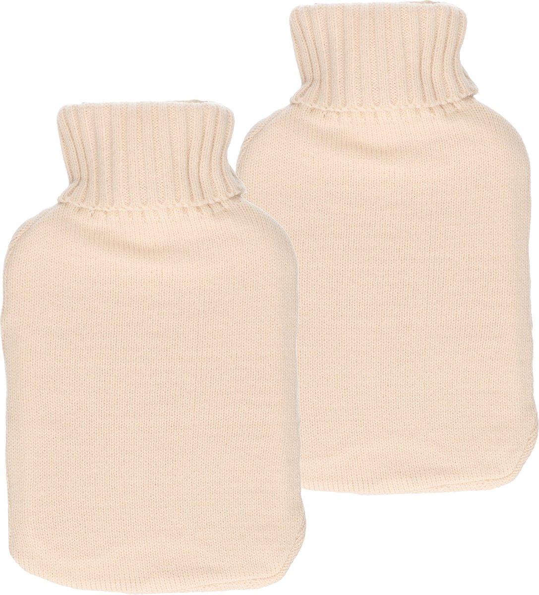 Goedkoopste DID Warmwaterkruik met gebreide hoes - 2x - creme wit - 2L - kruiken voor warme voeten/lichaam