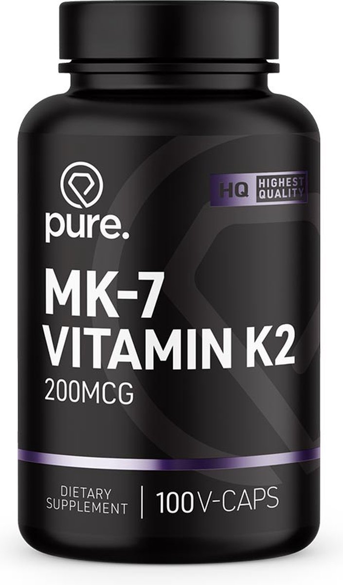 Goedkoopste Pure. Vitamine K2 MK-7 - 100 vegan capsules - 200mcg - vitamine K
