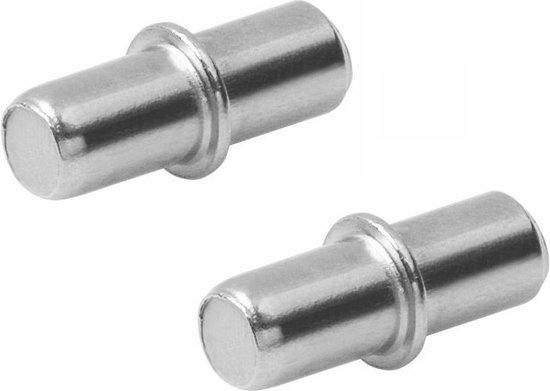 AMIG Supports/Supports pour étagère d'armoire - 16x pièces - métal - argent - D5 x L16 mm - épingles d'armoire