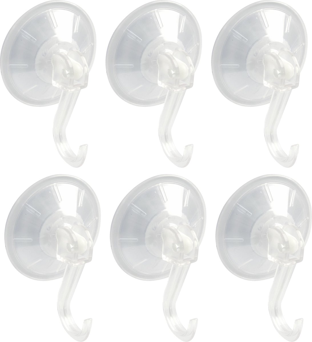 AMIG Ophanghaken met zuignap - 6x - kunststof - transparant - diameter 4,5 cm