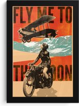 Fotolijst incl. Poster - Vliegtuig - Motor - Vintage - Quote - 20x30 cm - Posterlijst