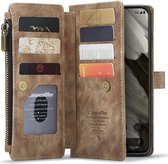CaseMe C30 Hoesje Geschikt voor Google Pixel 8 | Wallet Zipper Book Case met Pasjeshouder | Beschermhoes met Portemonnee | Bruin