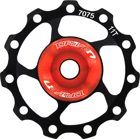 Foto: Sunrace derailleurwieltje sp880 11 tanden 9 10 11s zwart rood