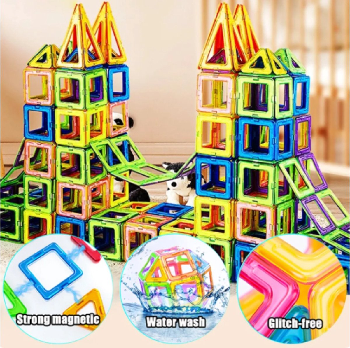 Magnetisch Magnetic Tiles - Magnetisch Speelgoed – 100 stuks - Constructie speelgoed - Magnetische tegels - Montessori speelgoed