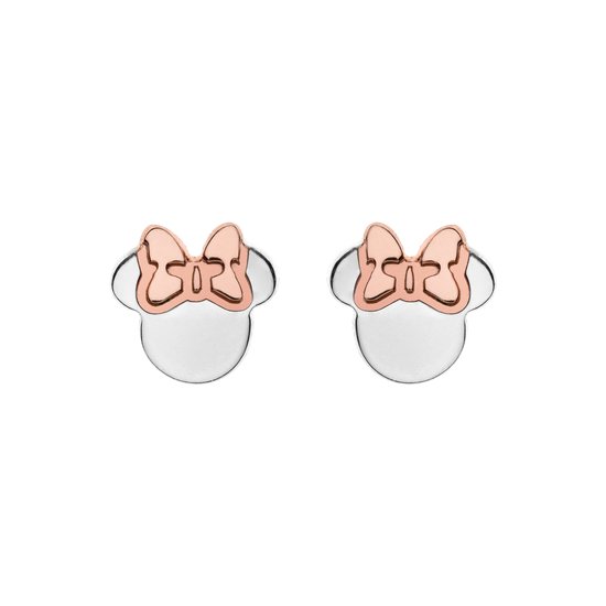 Disney 4-DIS014 Boucles d'oreilles Minnie Mouse en argent - Clips d'oreilles - Bijoux Disney - 7,2x7,5 mm - 925 - Argent - Couleur or rose