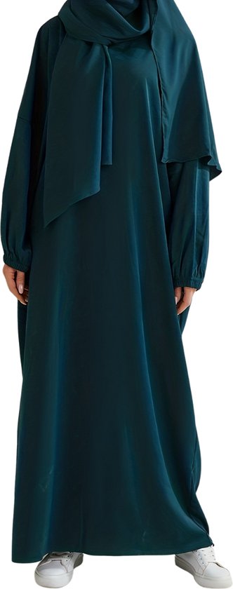 Livano Abaya - Gebedskleding Dames - Islamitische Kleding - Jilbab - Khimar - Vrouw - Alhamdulillah - Groen