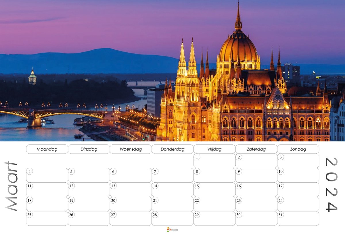 XL 2024 Kalender Jaarkalender Budapest