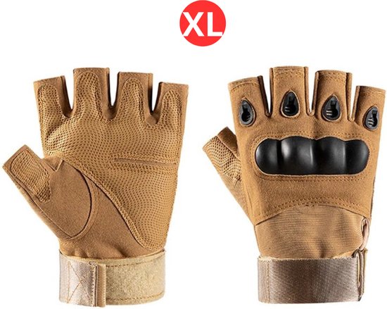 Livano Airsoft Handschoenen - Tactical - Tactical Gloves - Leger - Tactical Handschoenen Hardknuckle - Paintball - Militaire - Vingerloze - Khaki XL