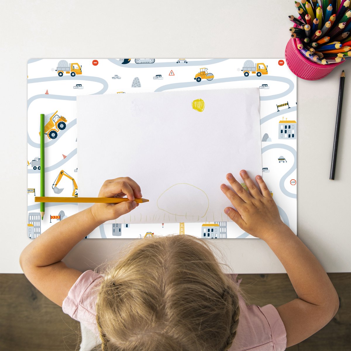 Placemat kinderen 45x30 cm 1 stuk Voertuigen Grote placemats