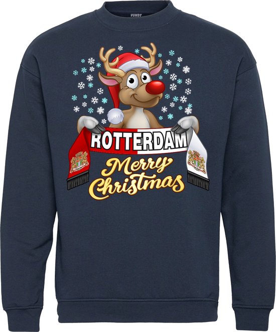 Kersttrui Rotterdam | Foute Kersttrui Dames Heren | Kerstcadeau | Rotterdam supporter | Navy | maat 4XL