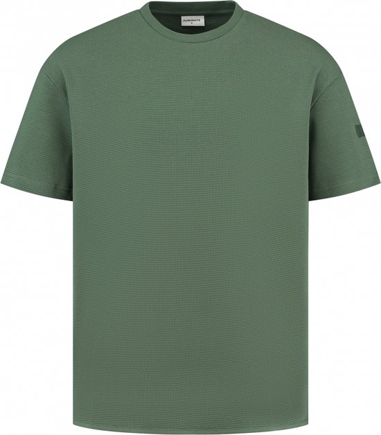 Purewhite - Heren Regular fit T-shirts Crewneck SS - Forest Green - Maat XS
