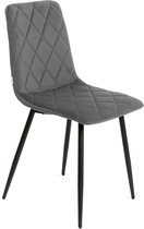 HOMLA Witus stoel gewatteerd met zwarte poten - stoel voor eetkamer keuken woonkamer - comfortabel en praktisch - duurzaam gewatteerd materiaal - functioneel designelement - grijs 44x57x88 cm