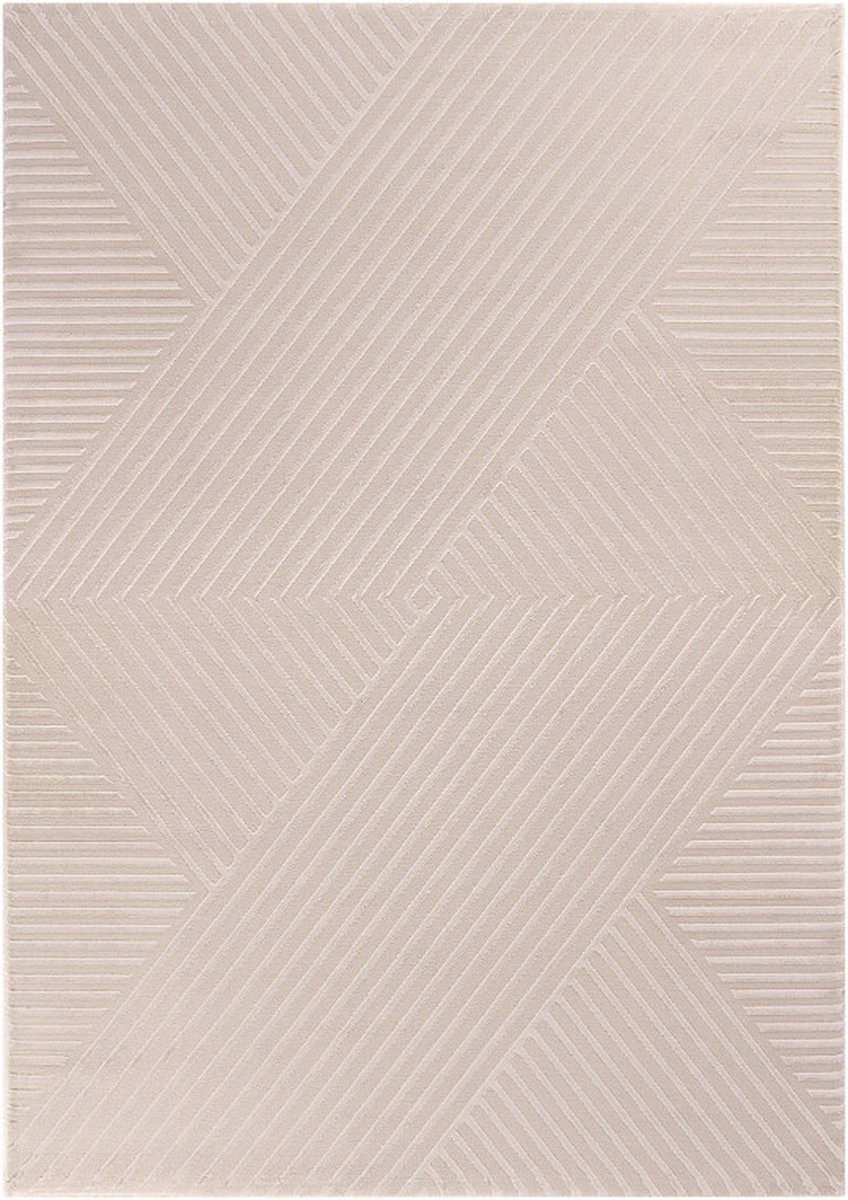 flycarpets Cara Modern Japandi Intersecto Vloerkleed - Beige - 160x230 cm