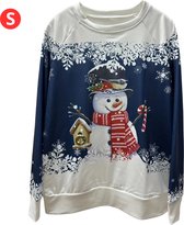 Livano Kersttrui - Dames - Foute Kersttrui - Christmas Sweater - Kerst Sweater - Christmas Jumper - Pyjama - Pullover - Sneeuwpop - Marineblauw - Maat S