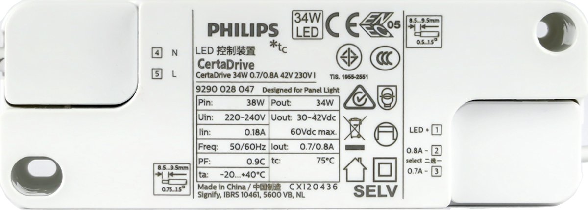 Philips Certadrive - LED Driver 28W - 700mA - Flikkervrij - DC connector - Energiezuinig