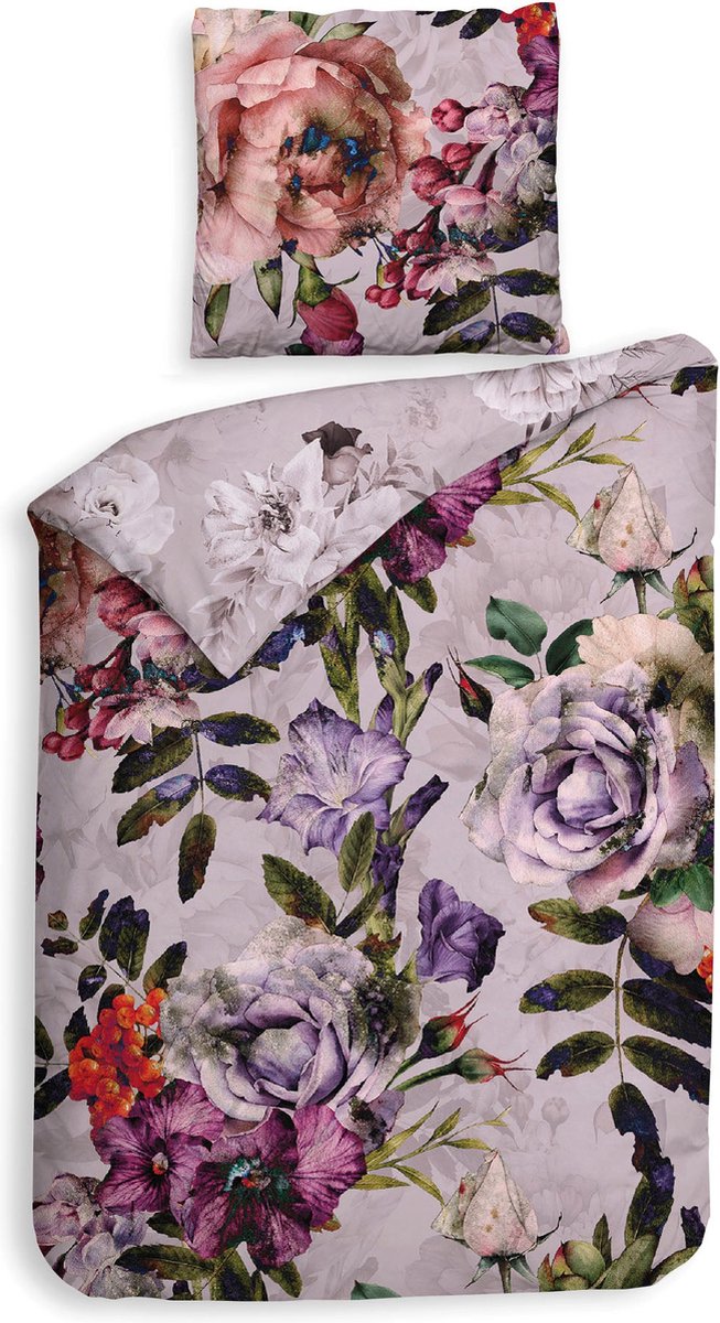 Heckettlane Dekbedovertrek Samia - Bedlinnen met Bloemen print - 140x220 - Roze - Dekbedhoes van 100% Katoen-Satijn van Heckettlane — afbeelding 4