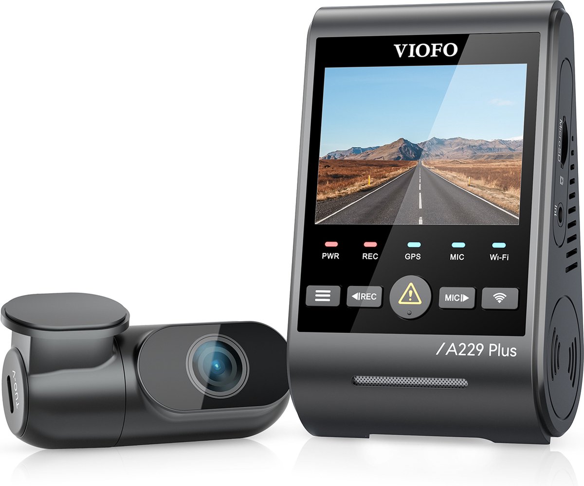 VIOFO A229 Plus 2CH - Dashcam - 2K Quad HD Voor- & Achtercamera - Sony STARVIS 2 IMX675 Sensoren - HDR Nachtzicht - GPS - 5GHz WiFi - Parkeerstand - Spraakbediening - Dual Dashcam Auto - Loop Recording - G-Sensor