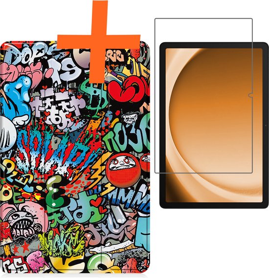 Étui pour tablette Samsung Galaxy Tab A9 à trois volets avec protecteur d'écran - Étui pour Samsung Galaxy Tab A9 Bookcase à Hardcover - Graffity
