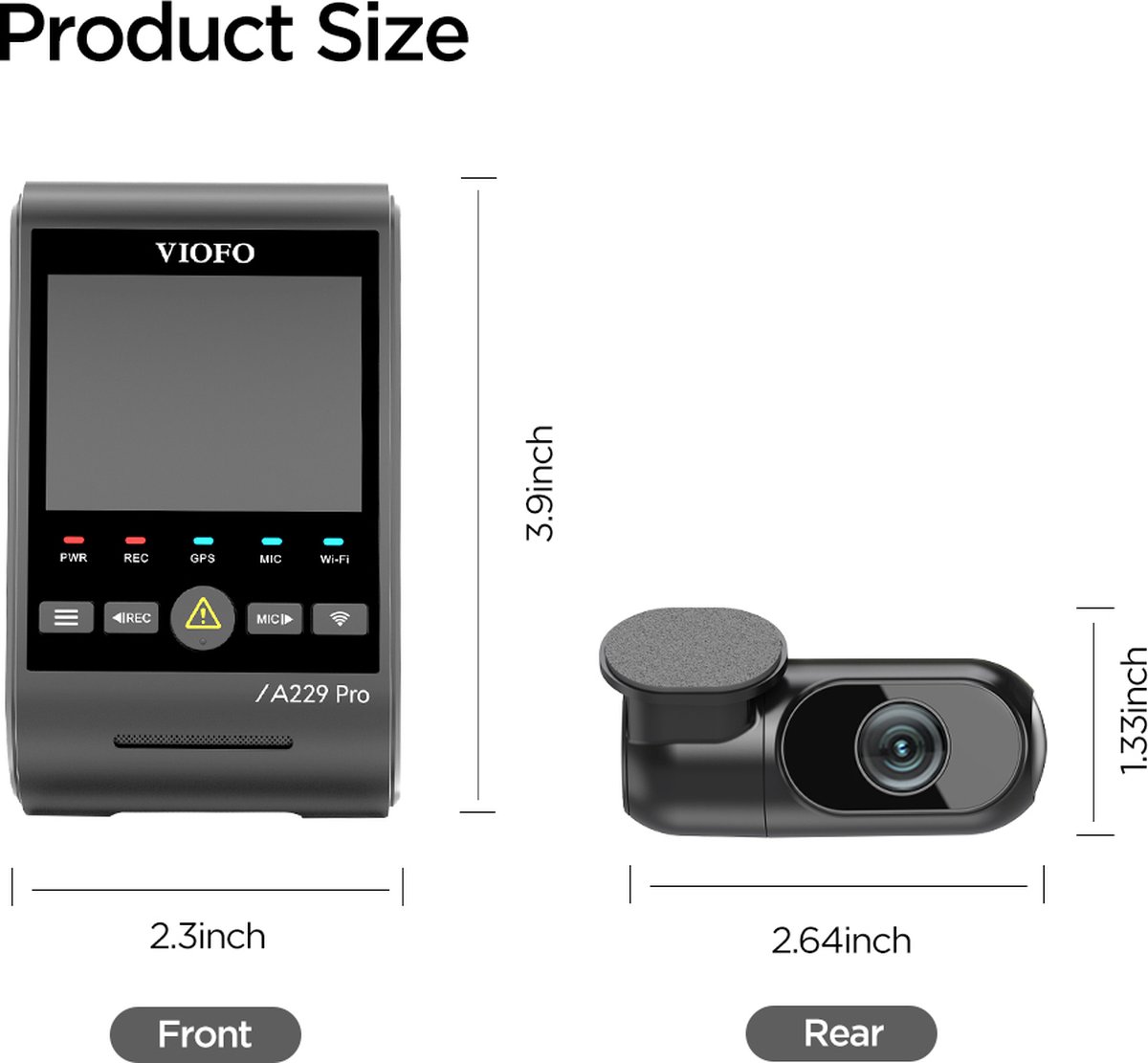 VIOFO A229 Pro 2CH 4K Dual Dashcam met Wi-Fi en GPS thumbnail 2