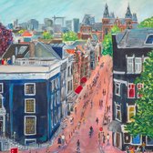 Amsterdam illustrations - Canvas Schilderij - Amsterdam rooftops - 80 x 100 cm