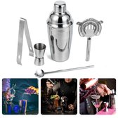 Cheqo® Complete Cocktailset - RVS - Cocktailshaker Set - 5-delige Set - Cocktail Shaker - Cadeau voor Man - Cadeau voor Vrouw - Bar Shaker Set - Lange Levensduur