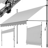 tectake - klemluifel - Zonnescherm – Zonneluifel - Verstelbaar - Klem-zonwering - Zonnescherm Balkon - 250 x 180 cm - lichtgrijs – zonwering - 404961
