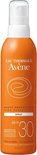 Oranje Avène spuitfles met 'HAUTE PROTECTION HIGH PROTECTION' en SPF 30.