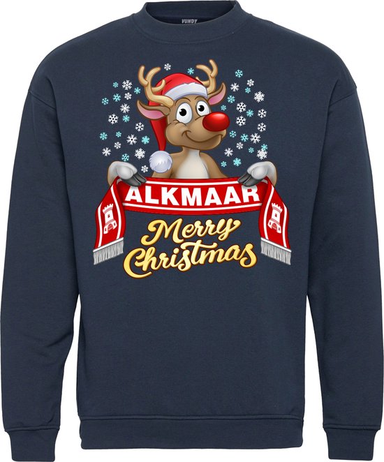 Kersttrui Alkmaar | Foute Kersttrui Dames Heren | Kerstcadeau | AZ Alkmaar supporter | Navy | maat L
