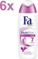 Fa - NutriSkin - Acaiberry - Hydratant - 6x 250 ml - Crème de douche - Pack économique