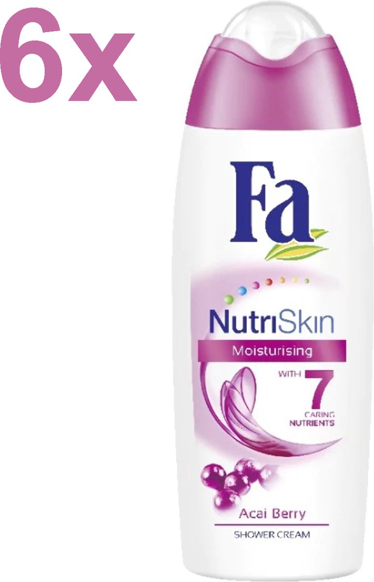 Goedkoopste Fa - NutriSkin - Acaiberry - Moisturizing - 6x 250ml - Douchecrème - Voordeelverpakking