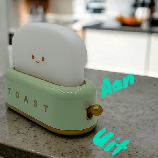 PKKP Toast-nachtlampje voor kinderen, schattig led-nachtlampje met USB-oplaadbaar en timer, draagbare bedlampje voor tieners, meisjes, jongens, dames (groen) van Merkloos — afbeelding 5