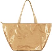 Shopper XXL grote tas metallic schoudertas goud kleur