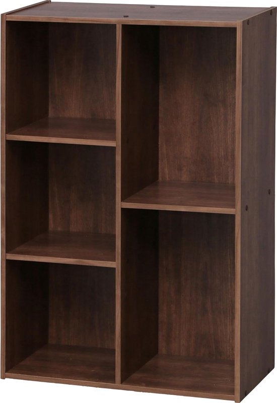 Boekenkast, rek met 5 vakken, boekenkast, scheidingswand, display, woonkamer, slaapkamer, kantoor - basic opbergplank CX-23C - bruin