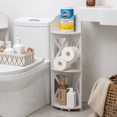 Hoekplankstandaard Ideaal voor kleine ruimtes Toiletpapierstandaard voor badkamerorganisator Waterdichte standaard voor toiletpapierhouderopslag (wit)