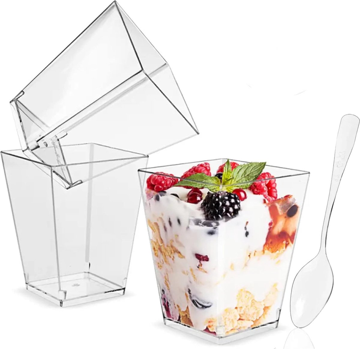 MIVIDE 100 stuks dessertglazen, dessertbekers, plastic, 130 ml