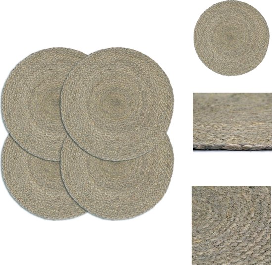 4 ronde lederen placemats (38 cm) en 4 onderzetters (10 cm) set