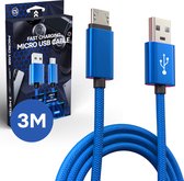 Câble de charge extra rapide pour manette PlayStation 4 - Chargeur PS4 - Câble micro USB - Chargeur rapide 5A / Chargeur rapide - 3 mètres 3M - Bleu