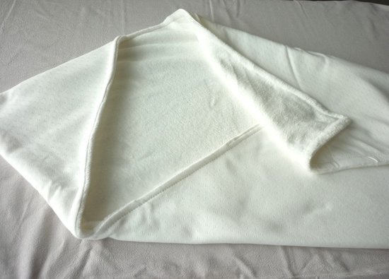 Foto: Oogappel tricot pointelle fleece wikkeldeken wikkeldoek omslagdoek baby 75x75 cm ecru