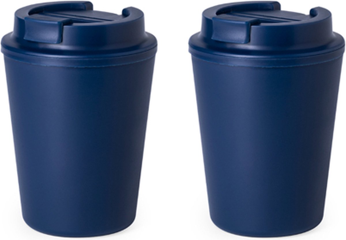 Onetrippel - Koffiebekers To Go - Koffiebeker - Beker - 2 stuks - Blauw - 300ml