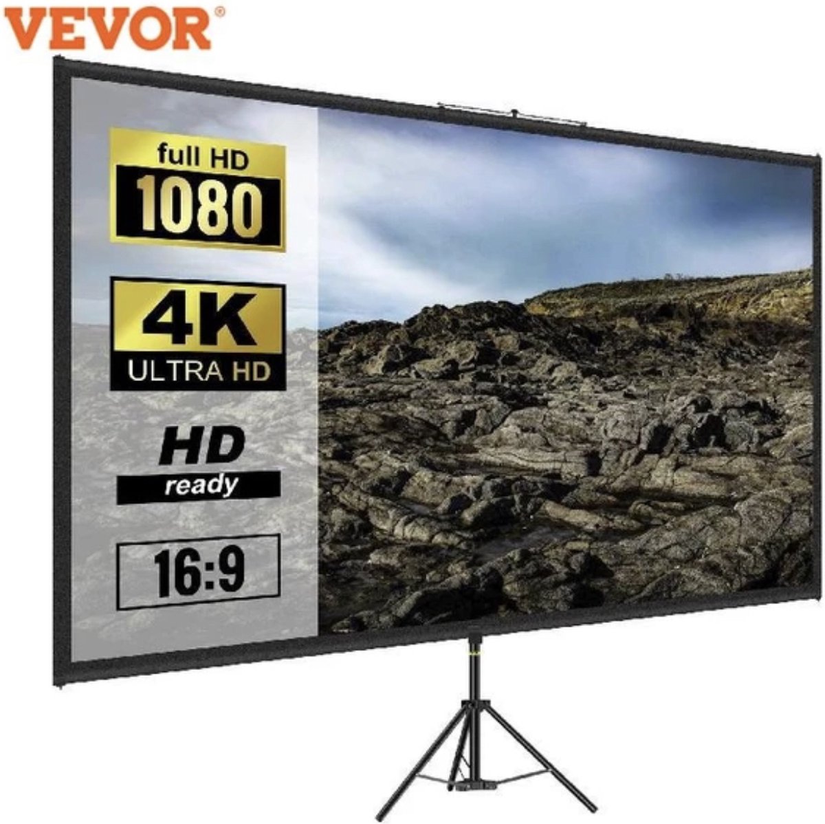Vevor 100 Inch Statief Projector Screen -W Stand 16:9 -4K HD Draagbare- Beamer scherm -Home Cinema Voor Indoor & Outdoor projectie