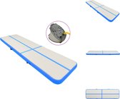 vidaXL Sportmat - Opblaasbaar - Hoge-dichtheid PVC - Schokabsorberend - Waterdicht - Blauw/grijs - 600x100x20cm - Yogamat