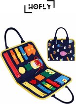 Hofly Busy Board - Coloré - Dossier de jouets de Jouets Jouets sensoriels - Extra durable avec finition en cuir de haute qualité - Planche d'activité unisexe Montessori pour l'apprentissage des Boutons en dentelle - Jeu Éducatif