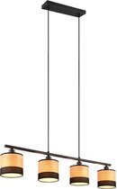 REALITY BOLZANO - Hanglamp - Zwart mat - excl. 4x E14 10W - Aanpasbaar in hoogte - Kap Houtlook