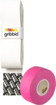 Gribbid Progrip - Hockey Grip - Zeempje - The Original Dutch Chamois - 1Pack Wit & Softtape Roze