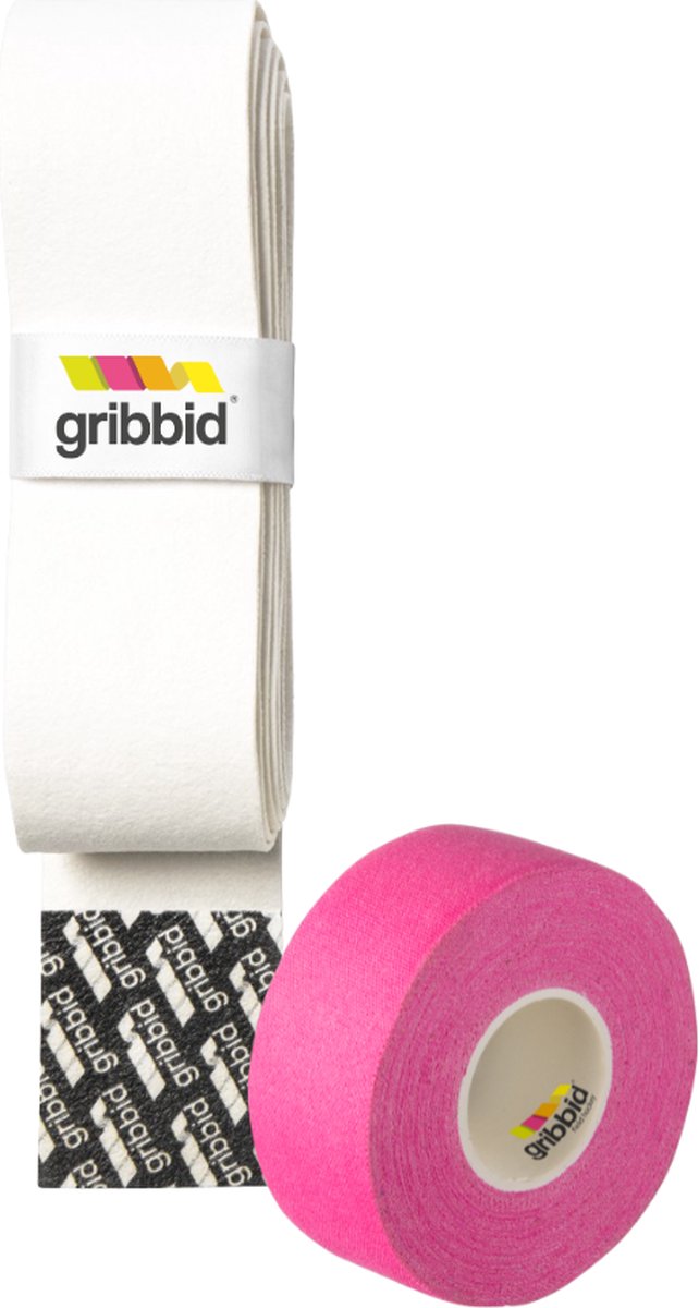 Gribbid Progrip - Hockey Grip - Zeempje - The Original Dutch Chamois - 1Pack Wit & Softtape Roze - Gribbid